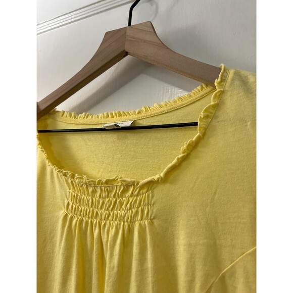 J Jill Women's Yellow Bell Sleeve Soft Cotton Modal Top Silk Trim Size S - Picture 3 of 10